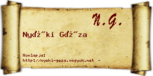 Nyéki Géza névjegykártya