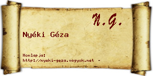 Nyéki Géza névjegykártya